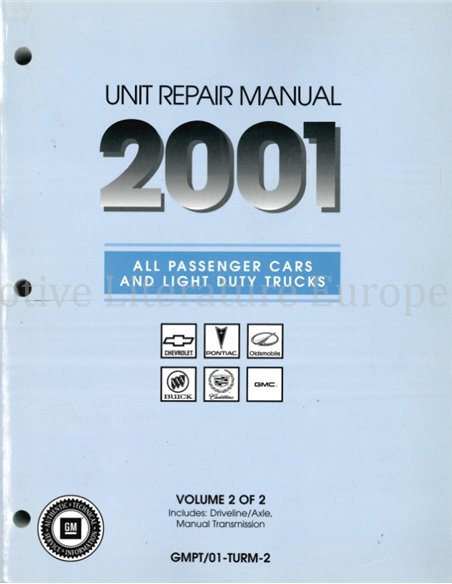 2001 CHEVROLET |  PONTIAC | OLDSMOBILE | BUICK | CADDILAC | GMC WERKPLAATSHANDBOEK ENGELS