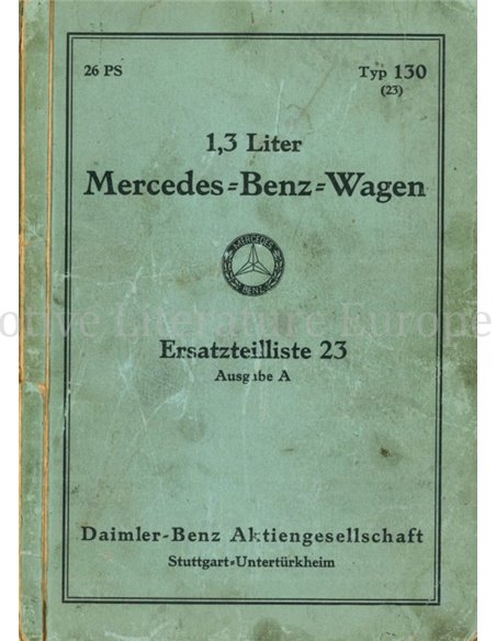 1934 MERCEDES BENZ TYP 130 ONDERDELENBOEK DUITS