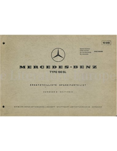 1963 MERCEDES BENZ 190 SL SPARE PARTS MANUAL GERMAN | ENGLISH