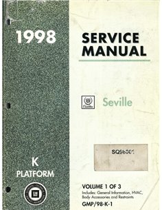 1998 CADILLAC SEVILLE WERKRPLAATSHANDBOEK ENGELS