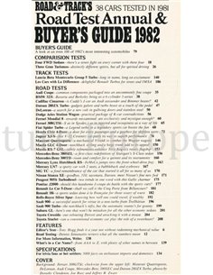 1982 ROAD AND TRACK, ROAD TEST ANNUAL & BUYER'S GUIDE MAGAZINE ENGELS 2