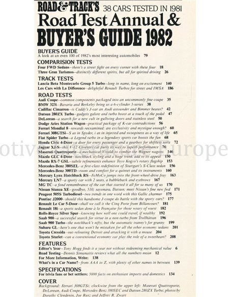 1982 ROAD AND TRACK, ROAD TEST ANNUAL & BUYER'S GUIDE MAGAZINE ENGLISH