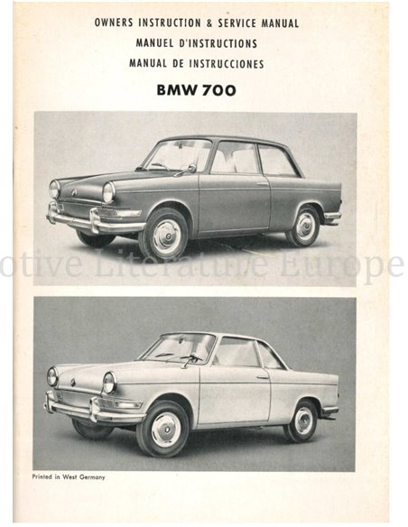 1959 BMW 700 OWNERS MANUAL 
