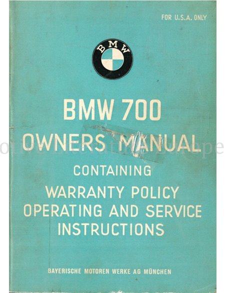 1959 BMW 700 BETRIEBSANLEITUNG 
