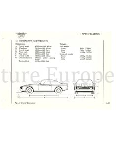 1987 ASTON MARTIN VANTAGE ZAGATO BETRIEBSANLEITUNG ENGLISCH 2