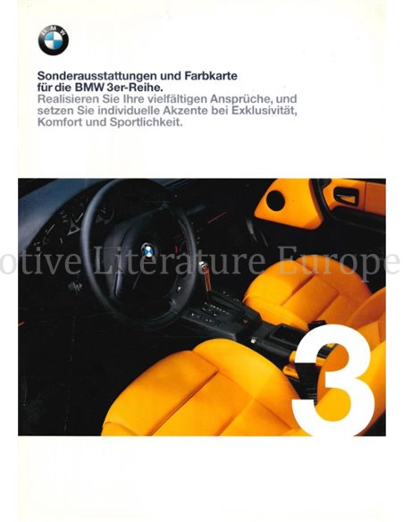 1998 BMW 3 SERIES SPECIAL EQUIPMENT | COLOR CHART BROCHURE GERMAN