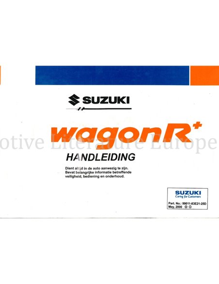 2000 SUZUKI WAGON R+ OWNER'S MANUAL DUTCH