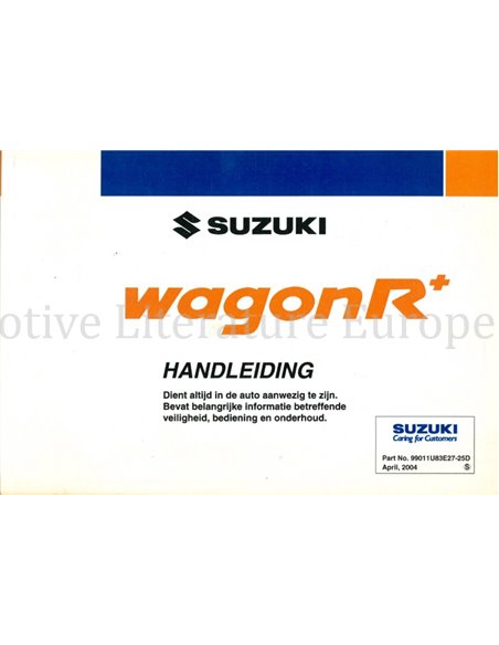 2004 SUZUKI WAGON R+ INSTRUCTIEBOEKJE NEDERLANDS