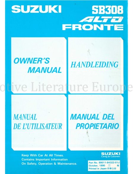 1990 SUZUKI ALTO | FRONTE BETRIEBSANLEITUNG 