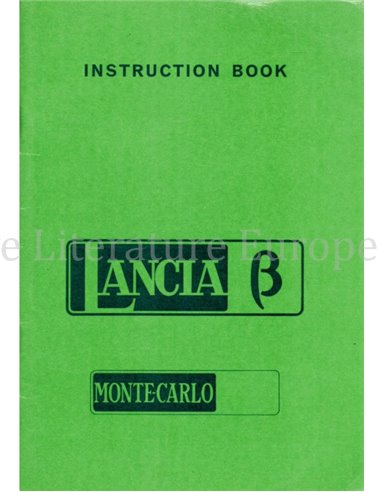 1975 LANCIA BETA MONTE-CARLO OWNERS MANUAL ENGLISH