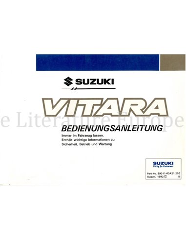 1992 SUZUKI VITARA OWNERS MANUAL GERMAN