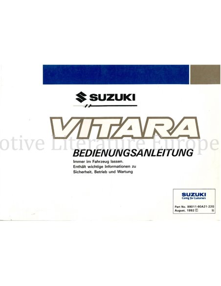 1992 SUZUKI VITARA BETRIEBSANLEITUNG DEUTSCH