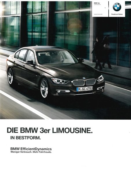 2012 BMW 3 SERIE SEDAN BROCHURE DUITS