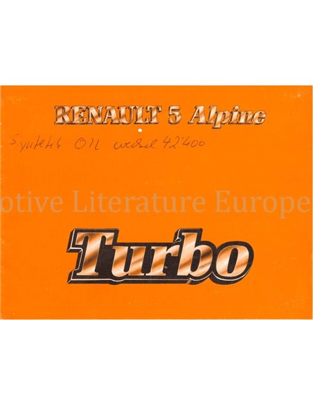 1982 RENAULT 5 ALPINE TURBO BETRIEBSANLEITUNG FRANZÖSISCH