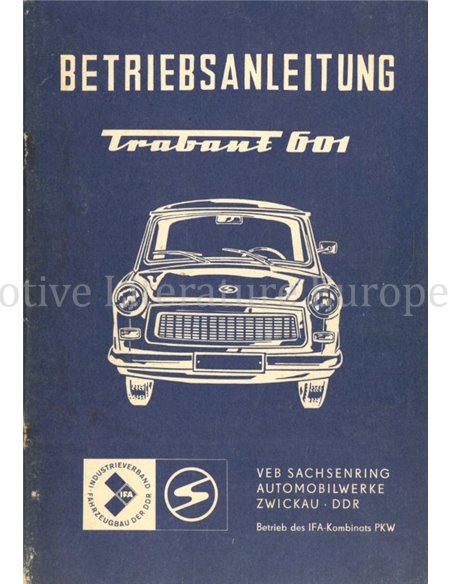 1979 TRABANT 601 BETRIEBSANLEITUNG DEUTSCH