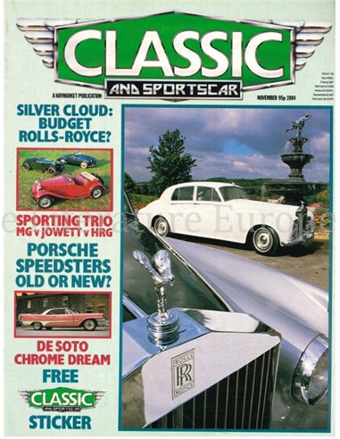 1984 CLASSIC AND SPORTSCAR MAGAZINE (11) NOVEMBER ENGELS