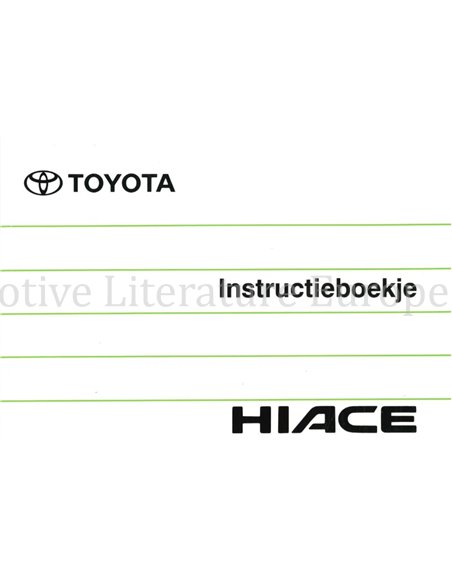 1997 TOYOTA HIACE OWNERS MANUAL DUTCH