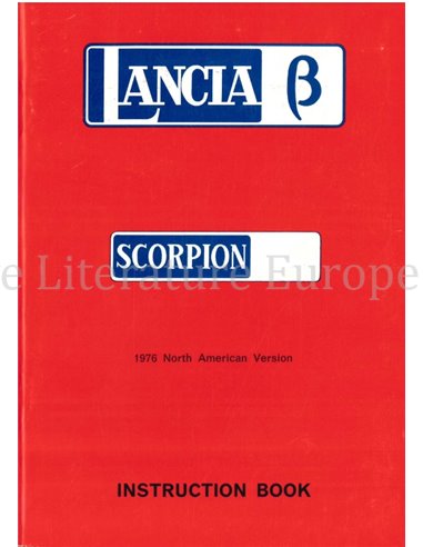1976 LANCIA BETA SCORPION OWNERS MANUAL ENGLISH (US)