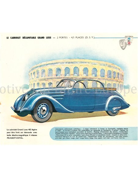 1938 PEUGEOT PROGRAMM PROSPEKT FRANZÖSISCH