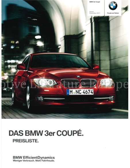 2011 BMW 3ER COUPÉ PREISLISTE DEUTSCH