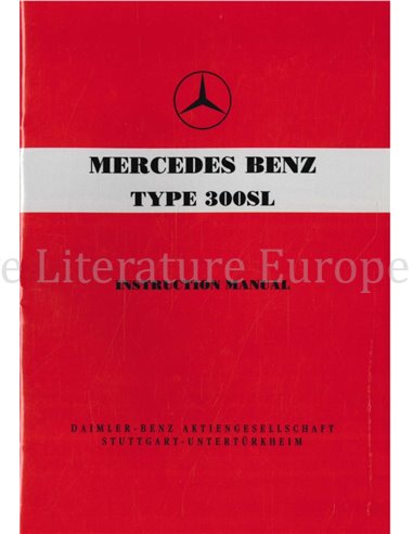1955 MERCEDES BENZ SL BETRIEBSANLEITUNG ENGLISCH