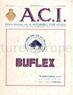 1928 A.C.I. (ORGANO UFFICIALE DELL'AUTOMOBILE CLUB D'ITALIA) MAGAZINE 11 ITALIAN