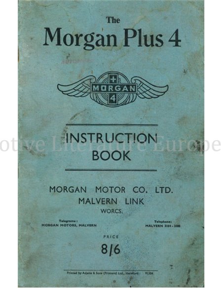 1959 MORGAN PLUS 4 INSTRUCTIEBOEKJE ENGELS