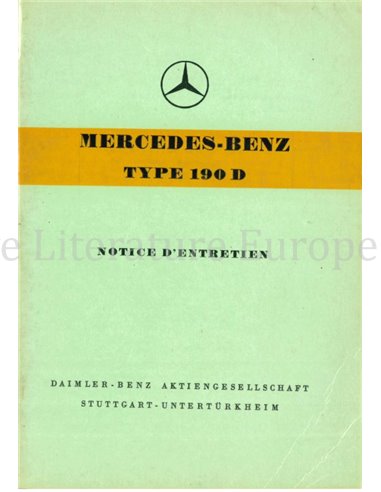 1958 MERCEDES BENZ 190 D INSTRUCTIEBOEKJE FRANS