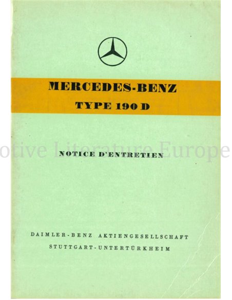 1958 MERCEDES BENZ 190 D INSTRUCTIEBOEKJE FRANS