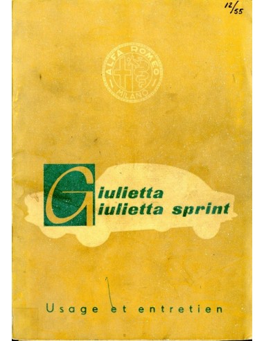 1955 ALFA ROMEO GIULIETTA & SPRINT INSTRUCTIEBOEKJE FRANS