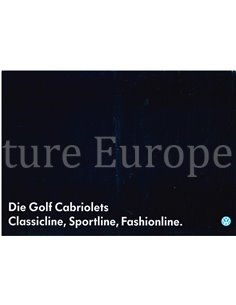 1991 VOLKSWAGEN GOLF CABRIOLET CLASSICLINE | SPORTLINE | FASHIONLINE BROCHURE DUITS