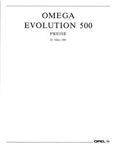 1991 OPEL OMEGA EVOLUTION 500 BROCHURE DUITS 2