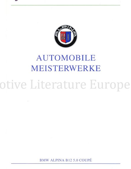 1991 BMW ALPINA B12 5.0 COUPE BROCHURE GERMAN