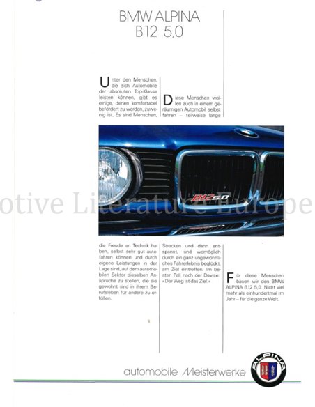 1989 BMW ALPINA B12 5.0 BROCHURE GERMAN