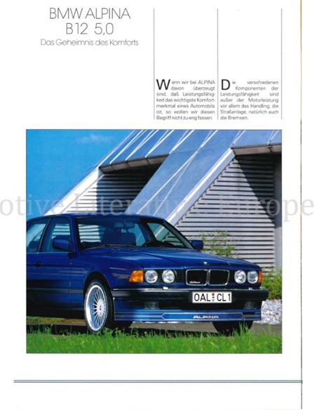 1989 BMW ALPINA B12 5.0 BROCHURE DUITS