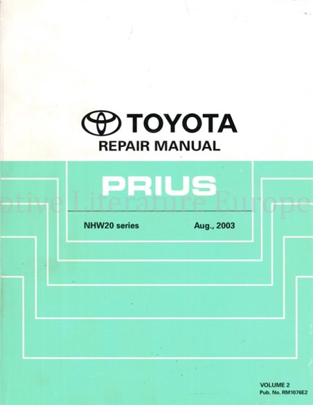 2003 TOYOTA PRIUS WERKPLAATSHANDBOEK ENGELS