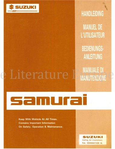 1993 SUZUKI SAMURAI BETRIEBSANLEITUNG 