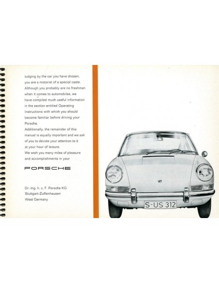 1968 PORSCHE 911 T INSTRUCTIEBOEKJE ENGELS