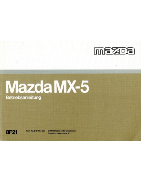 1993 MAZDA MX-5 INSTRUCTIEBOEKJE DUITS