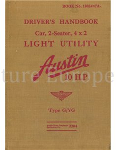 1939 AUSTIN LIGHT UTILITY OWNERS MANUAL ENGLISH