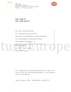 1987 AUDI COUPE GT | QUATTRO PERSMAP DUITS 2