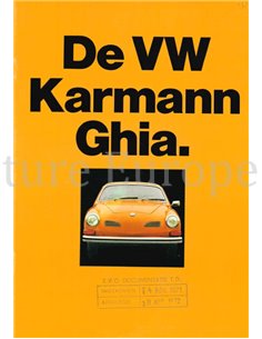 1971 VOLKSWAGEN KARMANN GHIA BROCHURE NEDERLANDS