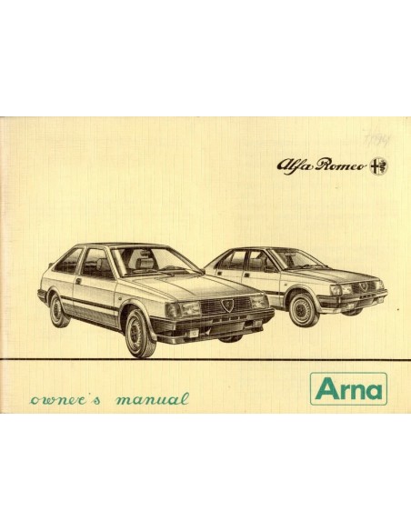 1984 ALFA ROMEO ARNA INSTRUCTIEBOEKJE ENGELS