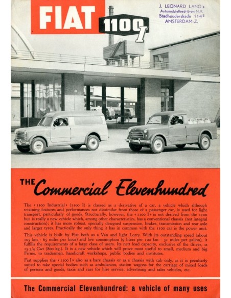 1954 FIAT 1100 I BROCHURE ENGELS