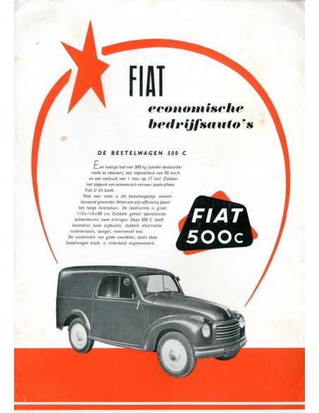 1954 FIAT 500 C / 1100 I / 615 N BROCHURE DUTCH