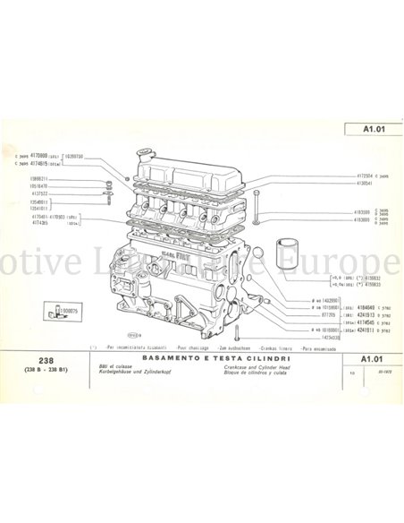 1972 FIAT 238 ERSATZTEILKATALOG KAROSSERIE