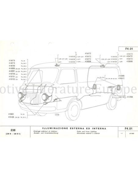 1972 FIAT 238 ERSATZTEILKATALOG KAROSSERIE