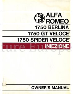1968 ALFA ROMEO 1750 BERLINA | GT VELOCE | SPIDER VELOCE INSTRUCTIEBOEKJE ENGELS