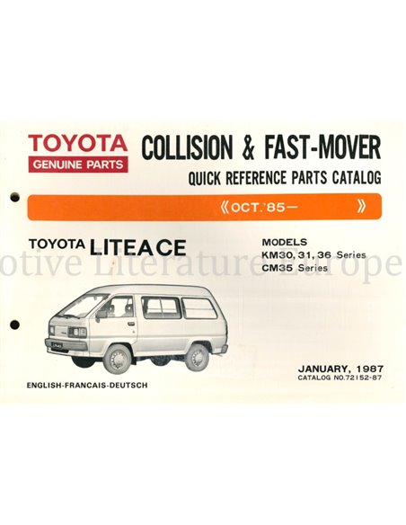 1987 TOYOTA LITEACE  SHORT SPARE PARTS CATALOG 