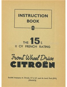 1948 CITROËN TRACTION AVANT OWNERS MANUAL ENGLISH